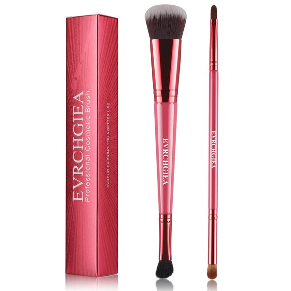 EVRCHGIEA Blending Brush for Makeup, Foundation Contour Concealer Brush Set, Foundation Brush for Liquid Makeup, Contour, Cream, Dual Sided Makeup Brushes Good for Travel