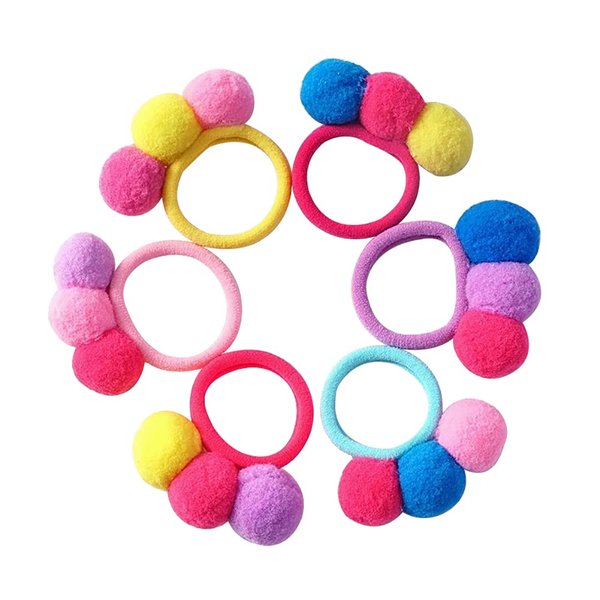 10 Pcs Colorful Pom Pom Hair Ties Cute Hair Rubber Bands Pom Pom Hair Band Fluffy Ponytail Holders Hair Scrunchies Hair Accessories for Kids Toddlers Girls