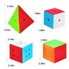 AuntyFey Speed Cube Set,4 Pack Speed Magic Cube Set with Speed Cube 3x3,2x2 Speed Cube,4x4 Speed Cube,Pyramid Speed Cube,Stickerless Speed Cube for Kids Toddlers Adults,Puzzle Cube Bundle Set for Kid