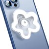 LOLLWIDY Clear Phone Grip with Expanding Kickstand, Cute Flower Design Collapsible Cell Phone Stand Holder Compatible with Kindle, Smartphone Tablet Cell Phone Accessory (Adhesive Type, White)