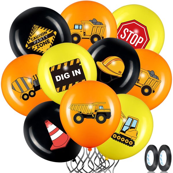 45 Pieces Construction Balloons, 12 Inch Construction Birthday Party Decorations for Children Shower Dump Truck Birthday Party (yellow)