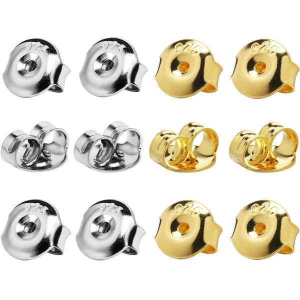 DELECOE 14K Gold Plated Earring Backs Replacements, 925 Sterling Silver Hypoallergenic Secure Gold Earring Backs Locking for Studs Earrings