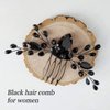 Earent Bride Wedding Hair Comb Black Crystal Hair Piece Rhinestone Halloween Hair Accessories Bridal Side Combs for Women
