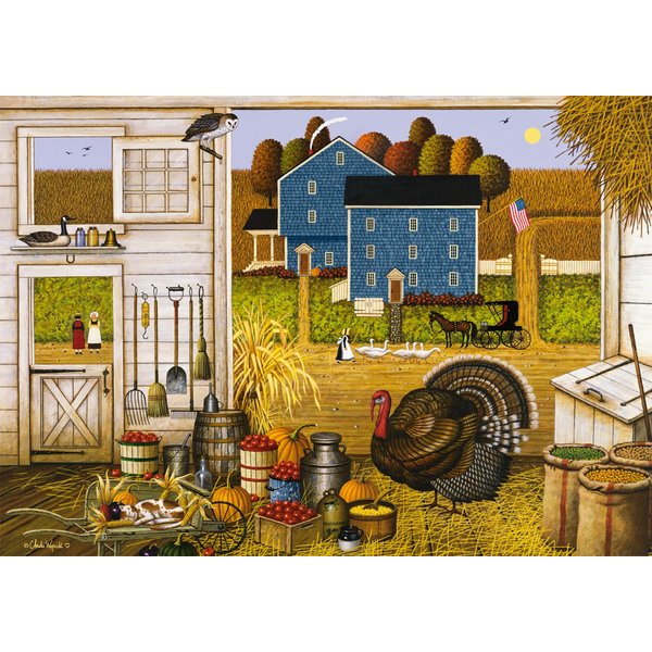 Buffalo Games - Charles Wysocki - Turkey in The Straw - 500 Piece Jigsaw Puzzle for Adults Challenging Puzzle Perfect for Game Nights - Finished Puzzle Size is 21.25 x 15.00