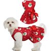 Dog Christmas Dress Dog Christmas Costumes Girl Snowman Stretchy Dog Dress Funny Dog Costumes Puppy Clothes with Bowtie Dog Outfit for Small Dogs Cats Puppy(L)