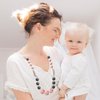 QIMGIC Baby Teething Necklace for Mom - 2PCS Babies Nursing Necklaces for Mom to Wear, Sensory Teether Toy for Kids Adults Toddlers, Teethers Jewelry for Baby Shower Birthday Gift (Pink White, Green)