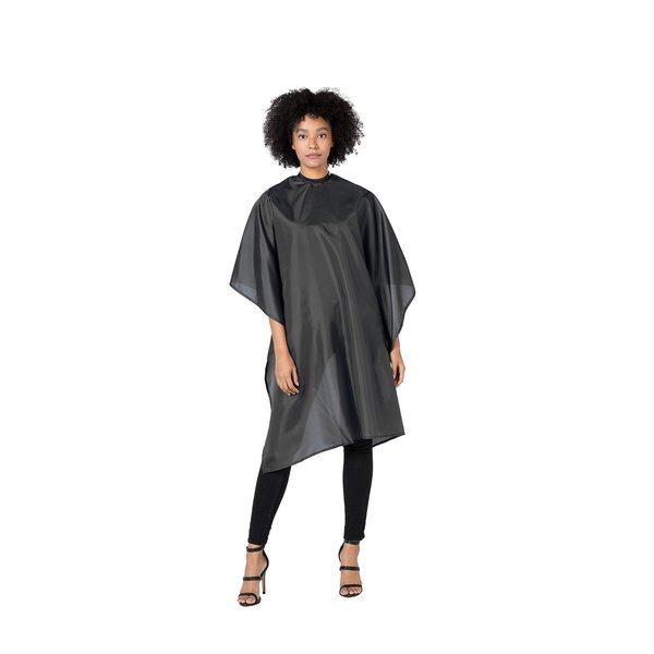 Betty Dain Whisper Styling Cape, Lightweight Fabric, Water Resistant Nylon, Snap Closure, Easy Care, Wrinkle Free, Black, 45 inches wide x 55 inches long
