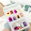 Cute Press on Nails Square Short Length 24Pcs Glossy Full Cover Artificial Fake Nails with Cat Cartoon Designs Coffin Acrylic False Nails Glue on Nails Square Stick on Fingernails for Women Girls