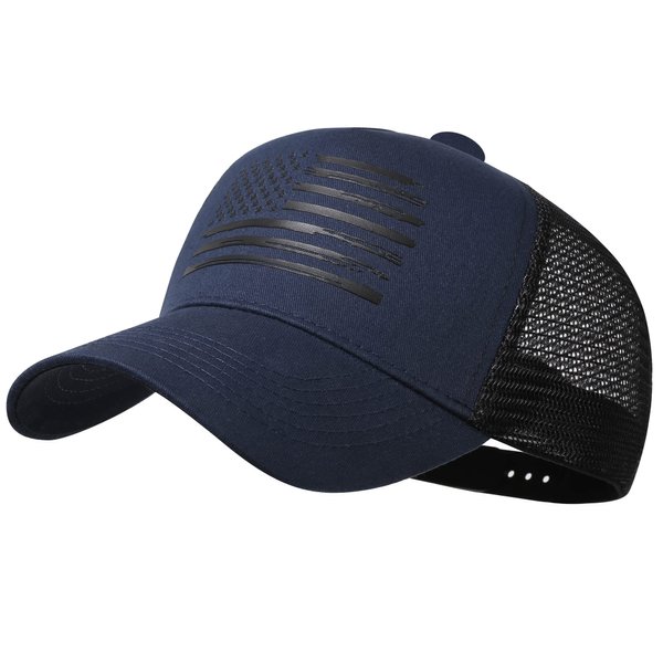 VIONLAN Baseball Cap American Flag Trucker Hat for Men Women 3D Embossed Logo Adjustable Outdoor Mesh Snapback Hat