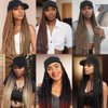 Refined hair Baseball Wig Cap With 3X Box Braids Hair 30 Inch Long Synthetic Box Braiding Hair Extension Adjustable Wig Hat For Women Girls (1B, 30 Inch)