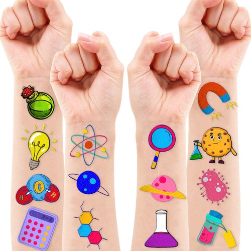 Science Temporary Tattoos Themed Birthday Party Supplies Favors Decorations Chemistry Research Scientific Cute 88PCS Tattoos Stickers Funny for Kids Girls Teens School Classroom Rewards Gifts Ideal