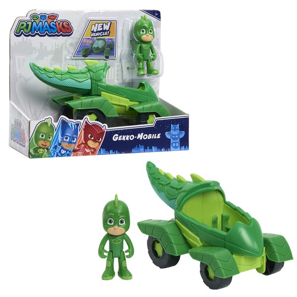 PJ Masks Gekko & Gekko Mobile, 2-Piece Articulated Action Figure and Vehicle Set, Green, Kids Toys for Ages 3 Up by Just Play
