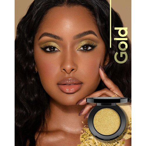 HOOMUSS Gold Eyeshadow Single, Handmade Pressed Eyeshadow Palette, Long Lasting With No Creasing, Intense Color Pigmented Gold Eye Shadow (Gold)