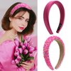 FULZTEY Padded Headband for Women Girls Hot Pink Puffy Head Bands Hoop No Teeth Thick Wide Hairband Colorful Bling Sparkle Headband Solid Silk Hair Band for Women's Hair Accessories Gifts 2Pcs