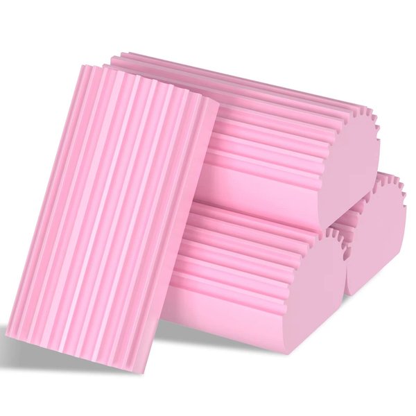 Jeymei 4-Pack Damp Clean Duster Sponge, Sponge Cleaning Brush, Duster for Cleaning Blinds, Glass, Baseboards, Vents, Railings, Mirrors, Window Track Grooves and Faucets Pink Non-Scratch Sponges