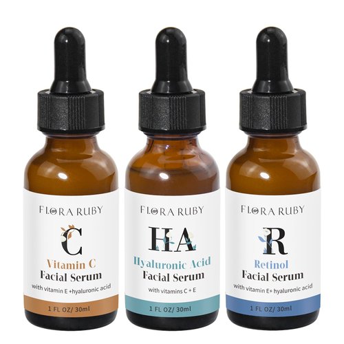 Vitamin C Serum, Retinol Serum & Hyaluronic Acid Serum for Face Skin Care Set Facial Serum, Power Face Serums for Sensitive Skin, Fine Lines& Wrinkles - Pack of 3, 2 Fl Oz