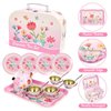 ShyLizard Tea Set for Little Girls, Kids Party Set Toys for 3 Year Old Girls, Princess Tea Set for Girls Gifts, Flower Design Tea Set Toys for Girls, Gifts for 3 4 5 6 Year Old Girls, 43PCS