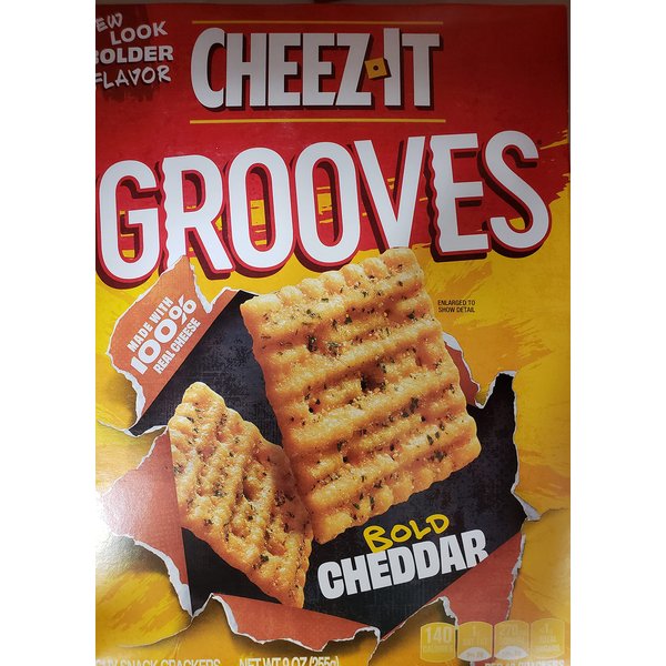 Cheez-It Grooves Crispy Cracker Chips - Original Cheddar 9 oz. (Pack of 2)