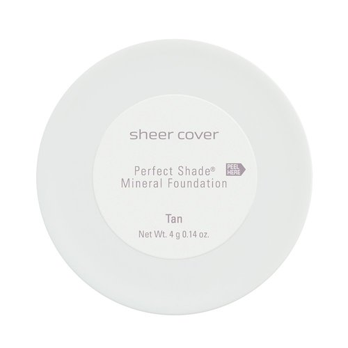 Sheer Cover Perfect Shade - Mineral Foundation Makeup Kit w Free Foundation Brush - Tan Shade - Foundation Powder Makeup and Mineral Makeup, Best Full Coverage Foundation 4 Grams