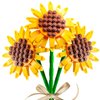 MEIEST Building Blocks Flower Bouquet Plant kit,Creative Artificial Flowers Botanical Collection Construction Building Bricks Toy,Eternal Flowers Home Decor (3 Packs Sunflower)
