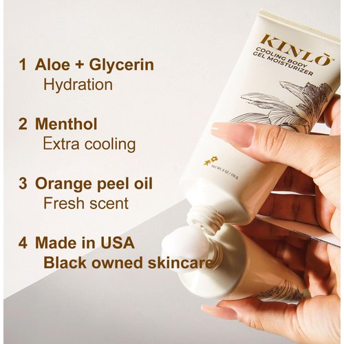 Kinlo Cooling Body Gel Moisturizer 6oz | Aloe vera gel Cooling Hydrating Skin Care Body Lotion | Aloe + Glycerin + Menthol| Black Owned Skincare