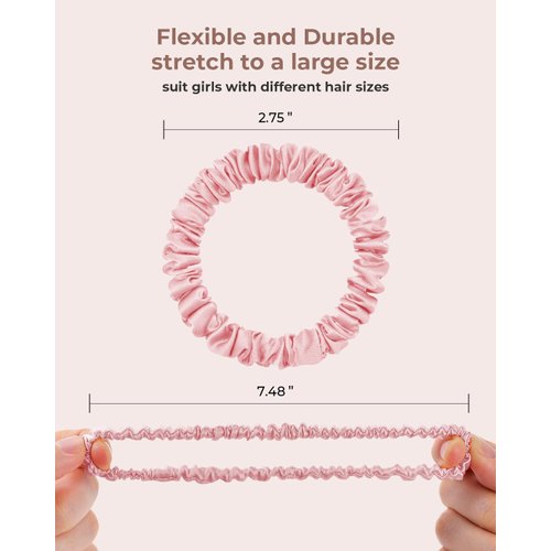 SGMSILK Mulberry Silk Scrunchies, Women Grils Silk Hair Ties for Hair Sleep, No Damage Hair Scrunchies, for Frizz & Breakage Curly Hair Elastics Ponytail Holder, 2 Pack