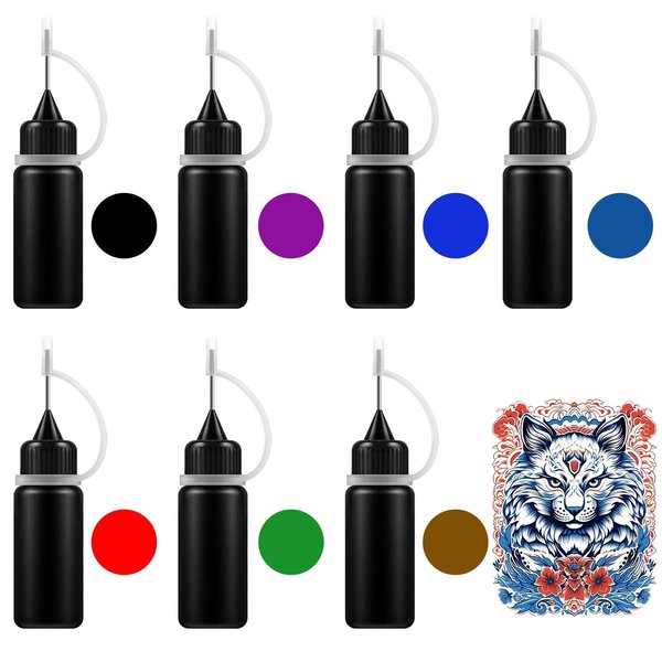 7 Colors Temporary tattoo Ink Kit for Women & Men,Trend Art Painting DIY Tattoo Stencil Gel Skin Friendly,Long Lasting Waterproof Tattoo Ink for Human Skin