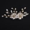 BERYUAN Gold Leaves Flower Pearls Hair Clips Gold Wedding Hair Clips Wedding Bridal Hair Clips Pearls Rhinestone Bridal Hairpiece for Brides Bridesmaid Girls