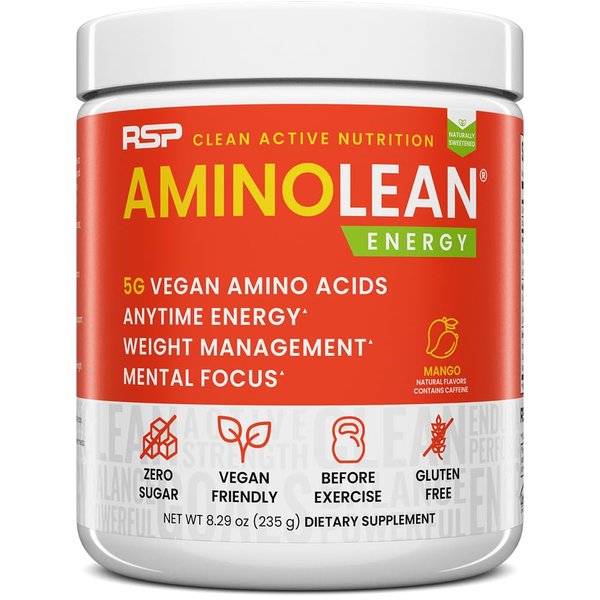 RSP Nutrition Mango Aminolean Amino Acid Supplement Powder, 8.29 OZ