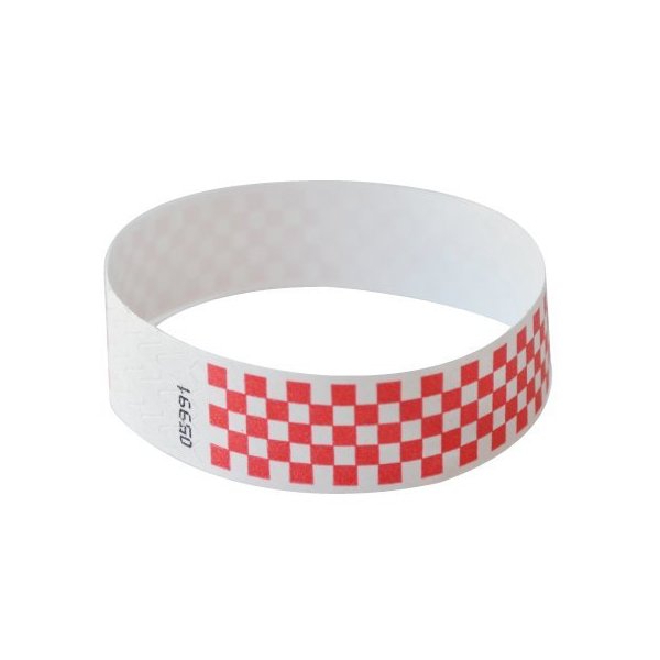 EventWristbands Premium Tyvek Wristbands with Designs (500 Count, Red, Checker) - Zigzag, Checker, Happy Face, Stars & Stripes Neon Event Wristband Paper Bracelets for Festivals