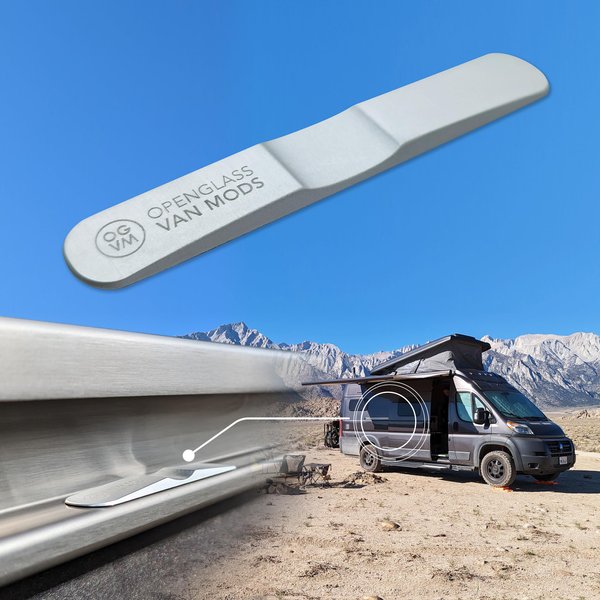 OpenGlass Van Mods - Sliding Door Stopper - Universal Fit for Sprinter, Promaster, Transit & Campervans - High-Grade Aluminum Van Door Stop, Van Accessories for Privacy w/Easy DIY Install, No Glue