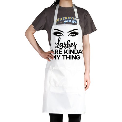 BWWKTOP Eyelash Apron For Lash Tech With Pockets Lash Technician Apron Lash Artist Gifts Adjustable Apron For Lash Boss Salon (Lashes my thing)