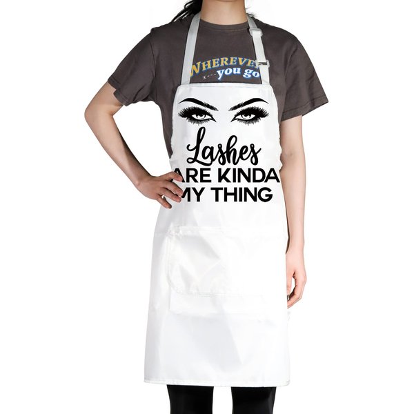 BWWKTOP Eyelash Apron For Lash Tech With Pockets Lash Technician Apron Lash Artist Gifts Adjustable Apron For Lash Boss Salon (Lashes my thing)