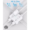 10 Ft Surge Protector Power Strip, Extension Cord with 8 AC Outlets 4 USB (2 USB C) Ports, Flat Plug, Wall Mount Desk USB Charging Station for Home