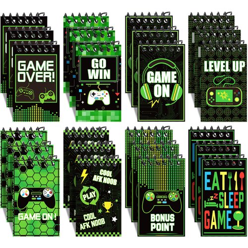 Marspark 24 Pieces Video Game Party Favors Gaming Mini Notepads Gamer Video Gamer Favors Gaming Notepad Gaming Party Supplies Bulk Mini Notepads Pack for Video Game Birthday Party