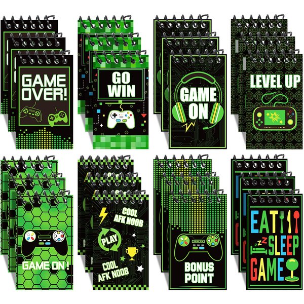 Marspark 24 Pieces Video Game Party Favors Gaming Mini Notepads Gamer Video Gamer Favors Gaming Notepad Gaming Party Supplies Bulk Mini Notepads Pack for Video Game Birthday Party