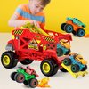 KARMOUNT 4-in-1 Mounster Truck Transport Carrier Playset, Red Mover Rhino Toy Cars Hauler Set for Children, Including 3 Diecast Monster Trucks, Ideal Gift for Kids 3+