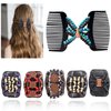 Yeshan Magic Hair Combs for Women Wood Beaded Stretch Double Hair Side Combs Adjustable Elastic Hair Clips Bun Maker Hair Accessories,Pack of 6