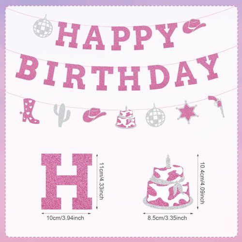 Western Cowgirl Happy Birthday Banner, Glitter Cowgirl Birthday Banner Disco Cowgirl Happy Birthday Banner Easy To Use Perfect Birthday Celebration Decorations