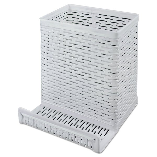 Artistic Urban Collection Punched Metal Pencil Cup with Cell Stand, White (ART20014WH)