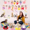 Coskingland Cat Birthday Party Decorations - 12PCS Cat Themed Birthday Party Decorations Supplies Cat Happy Birthday Banners Hanging Swirls Cute Cat Honeycomb Centerpieces Decor for Kids Girls