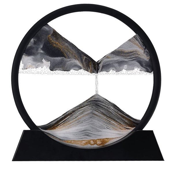 YKW 3D Deep Sea Moving Sand Art,Relaxing Kinetic Sandscape Art Table Desk Top to Decor for Any Home, Office Desktop, Mantle,Bookshelf Making It Ideal for Any Setting (7inches, Black)