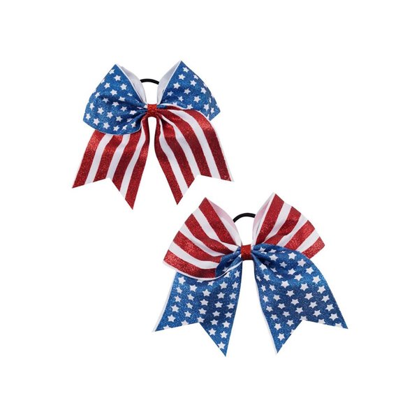 Independence Day Ponytail Holder Girls Cheer Bow Hair Rope Holiday Hair Ring Tie JHN33 (2 Pcs-Set C)