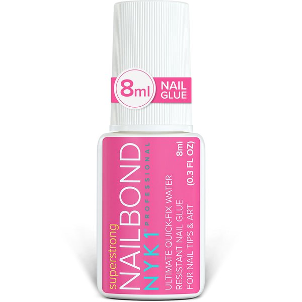 Super Strong Nail Glue For Nail Tips, Acrylic Nails and Press On Nails (8ml) NYK1 Nail Bond Brush On Nail Glue For Press On Nails Long Lasting Nail Glue For Acrylic Nails Fake Nails Tips Nail Glue Gel