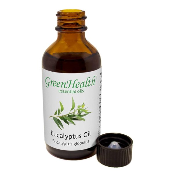 Eucalyptus Globulus – 2 fl oz (59 ml) Glass Bottle w/Cap – 100% Pure Essential Oil – GreenHealth
