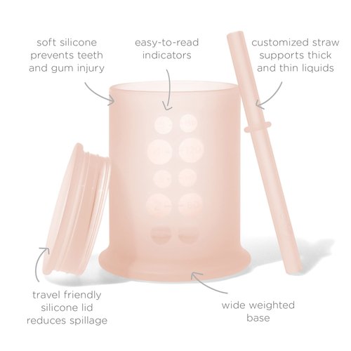 Olababy Silicone Training Cup with Straw Lid | Babies Water Drinking Cup | 6+ Mo Infant To 12-18 Months Toddler | Sippy Cup For Kids & Smoothie Cup | Baby Led Weaning (Coral, 5 oz)