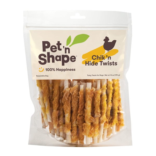 Pet 'n Shape Chik 'n Hide Twists – Chicken Wrapped Rawhide Natural Dog Treats, Small, 16 oz