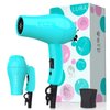 Portable Travel Hair Dryer, Mini Lightweight Dual Voltage Blow Dryer 1200W with Folding Handle, with One Concentrator (Blue)