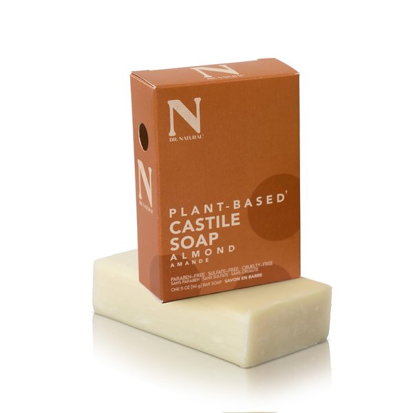 Dr. Natural Pure Castile Soap, Almond, 5 oz - Plant-Based - Made with Shea Butter - Rich in Coconut and Olive Oils - Paraben-Free, Sulfate-Free, Cruelty-Free - Moisturizing Soap