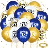 Blue Gold 18th Birthday Balloons 24Pcs Navy Blue White Gold Happy 18th Birthday Latex Balloons Blue Gold 18th Birthday Party Decorations for Boys Men 18th Birthday Anniversary Party Supplies 12Inch